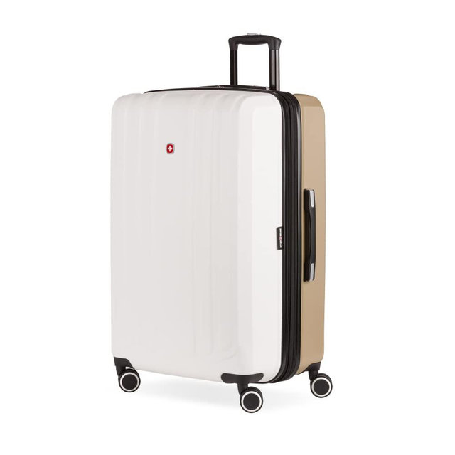 SwissGear 8028 Hardside Expandable Sinner Luggage, Ivory/Taupe, Checked-Large 28-Inch