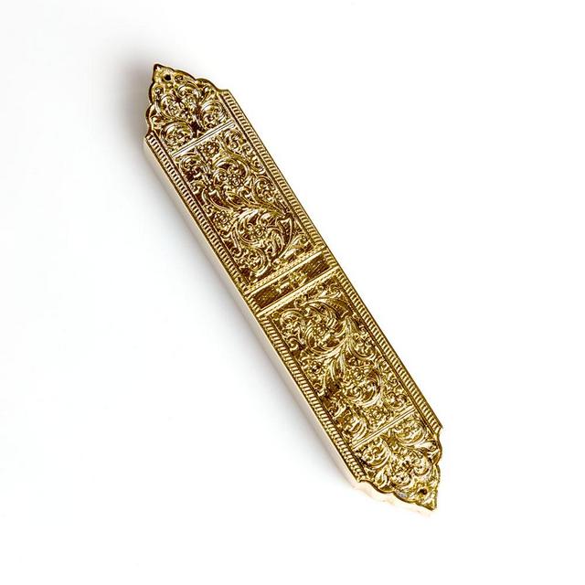 Mezuzah Case - Gilded Brass - IMJ Judaica Web Store