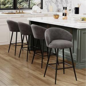Upholstered Counter Stool With Metal Frame (Set of 4)