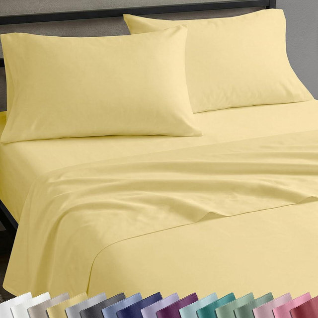 California Design Den King Sheets Set - Natural 100% Cotton Sheets King Size with Deep Pockets, Soft Sateen Weave, Breathable and Durable Bedding Set (Butter)