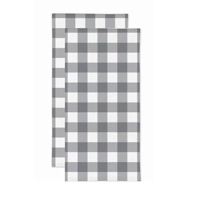 2pk Gingham Check Print Kitchen Towels Gray - MU Kitchen