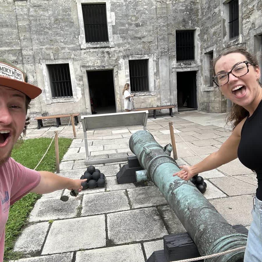 “Let’s get a picture of the cannonballs!” - Eric 

(Our first photo of just the two of us. YA Beach Retreat. St. Augustine. 9/1/2025)