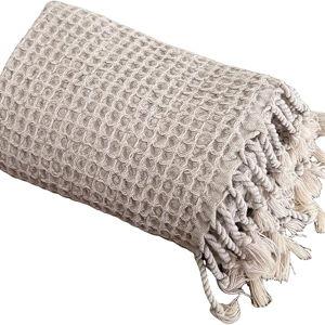 Turkish Decorative Bath Towel for Hand, Face, Hair - 100% Cotton Beige 19x40 inches