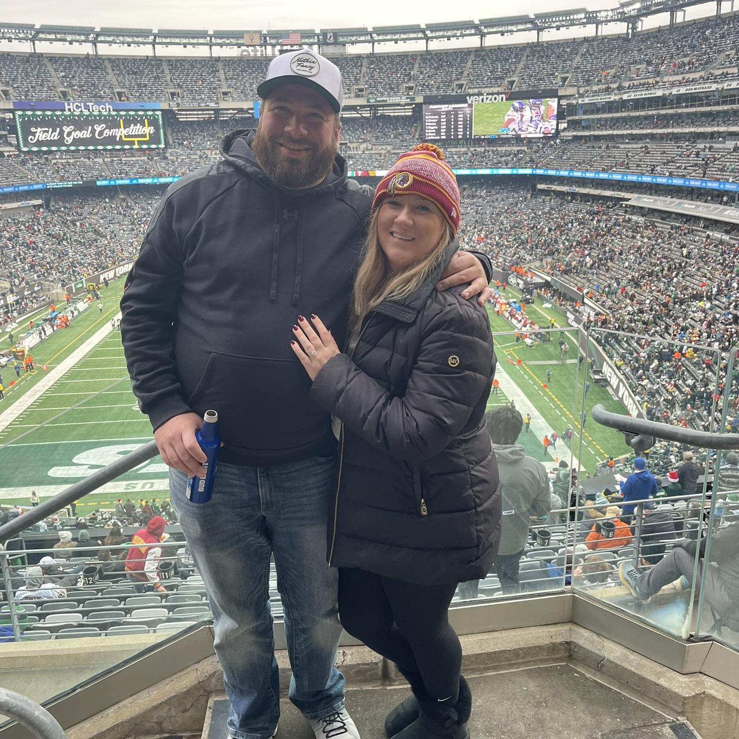 Another year another NFL stadium! This time a Jets vs Redskins game at MetLife Stadium in NJ (2 for 1 stadium). Jenn is as determined to make Brian a Redskins fan as he is to make her a Raven's fan.
