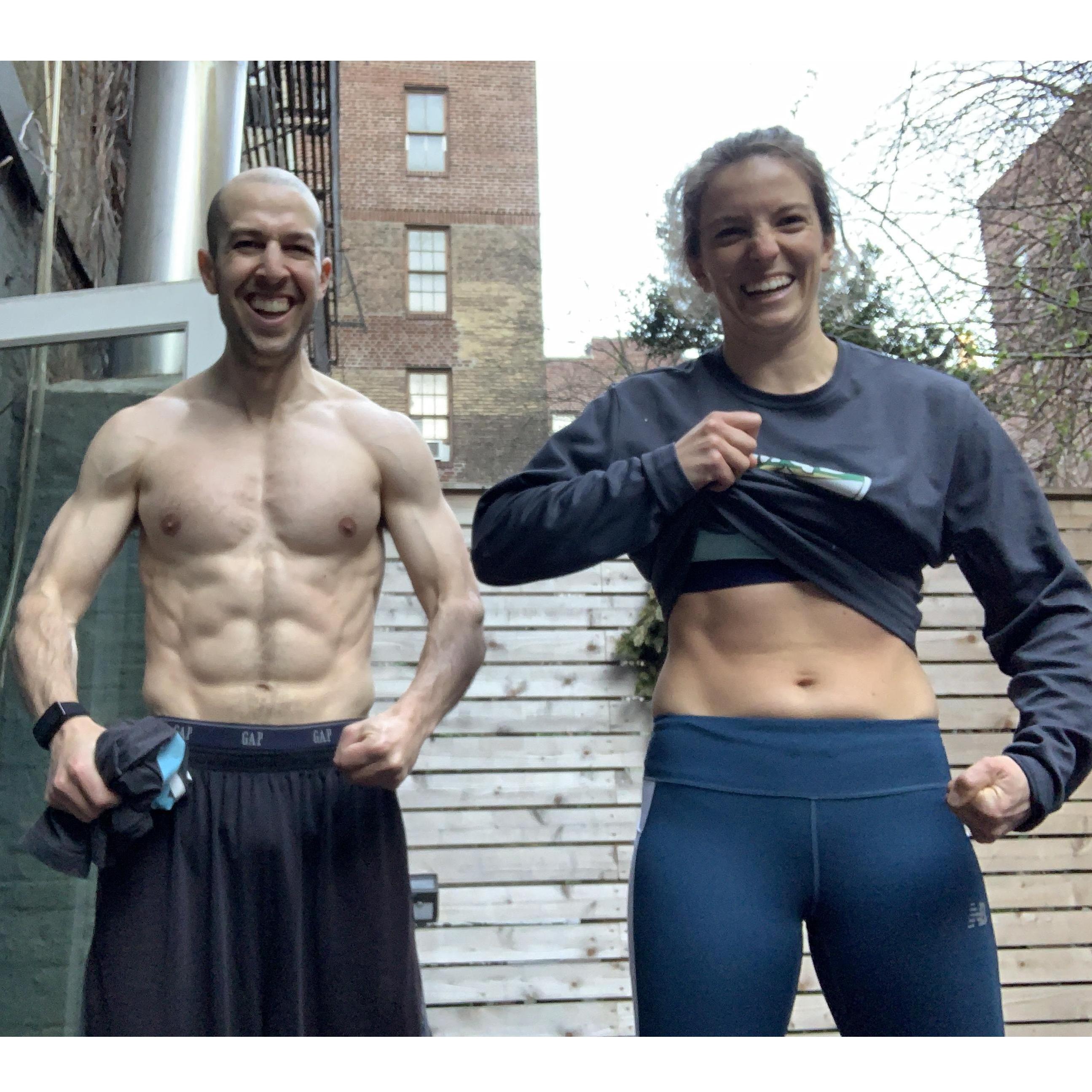Smiling while we work out is a must for us.