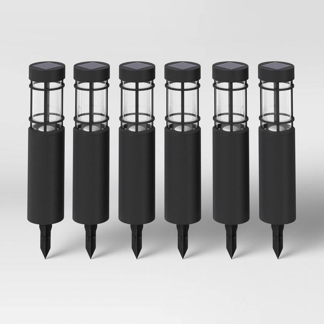 6pk Caged Bollard Pathway Light Black - Threshold™