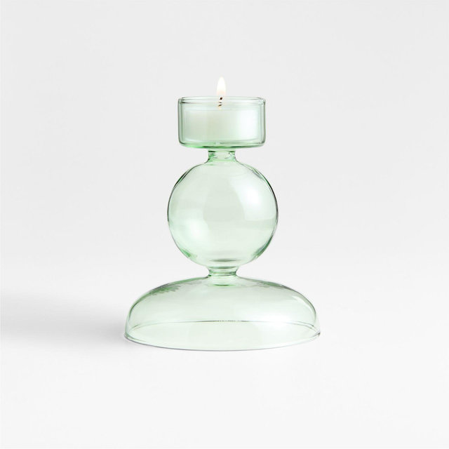 Venezia Small Smoke Green Glass Tealight Candle Holder