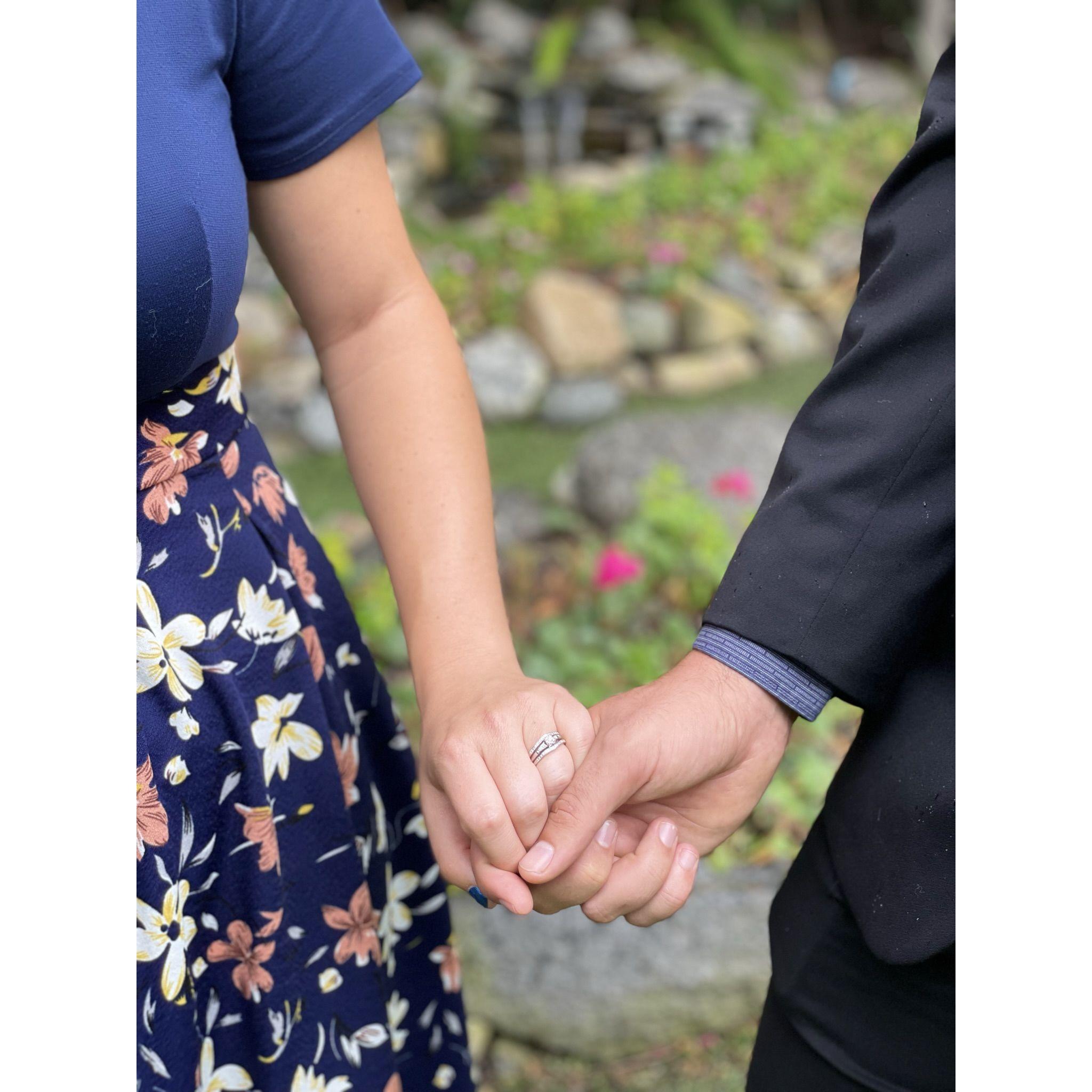 The ring is my grandmother's engagement ring. Jason added a beautiful guard to it.