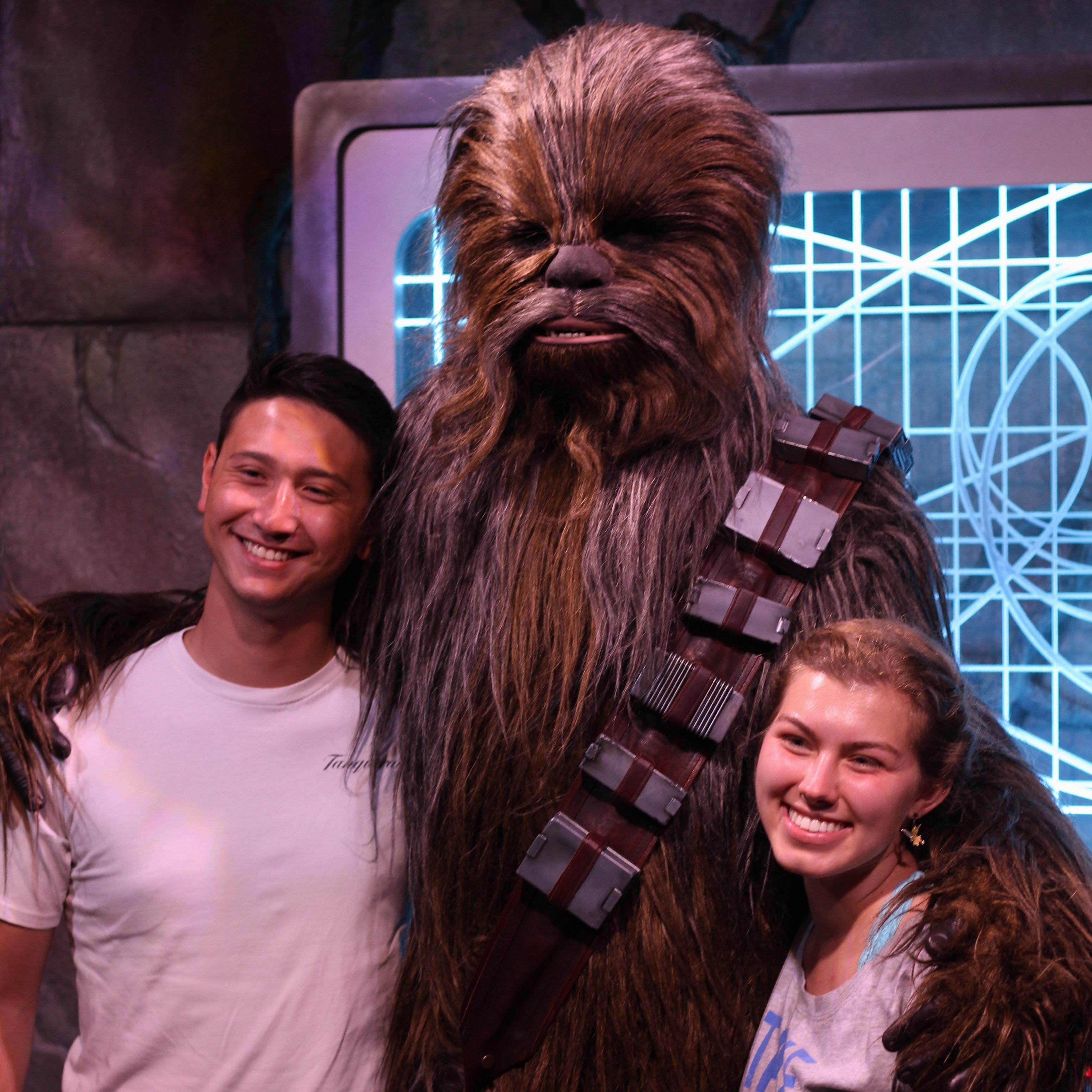 2016: Sam cried when he met Chewbacca.