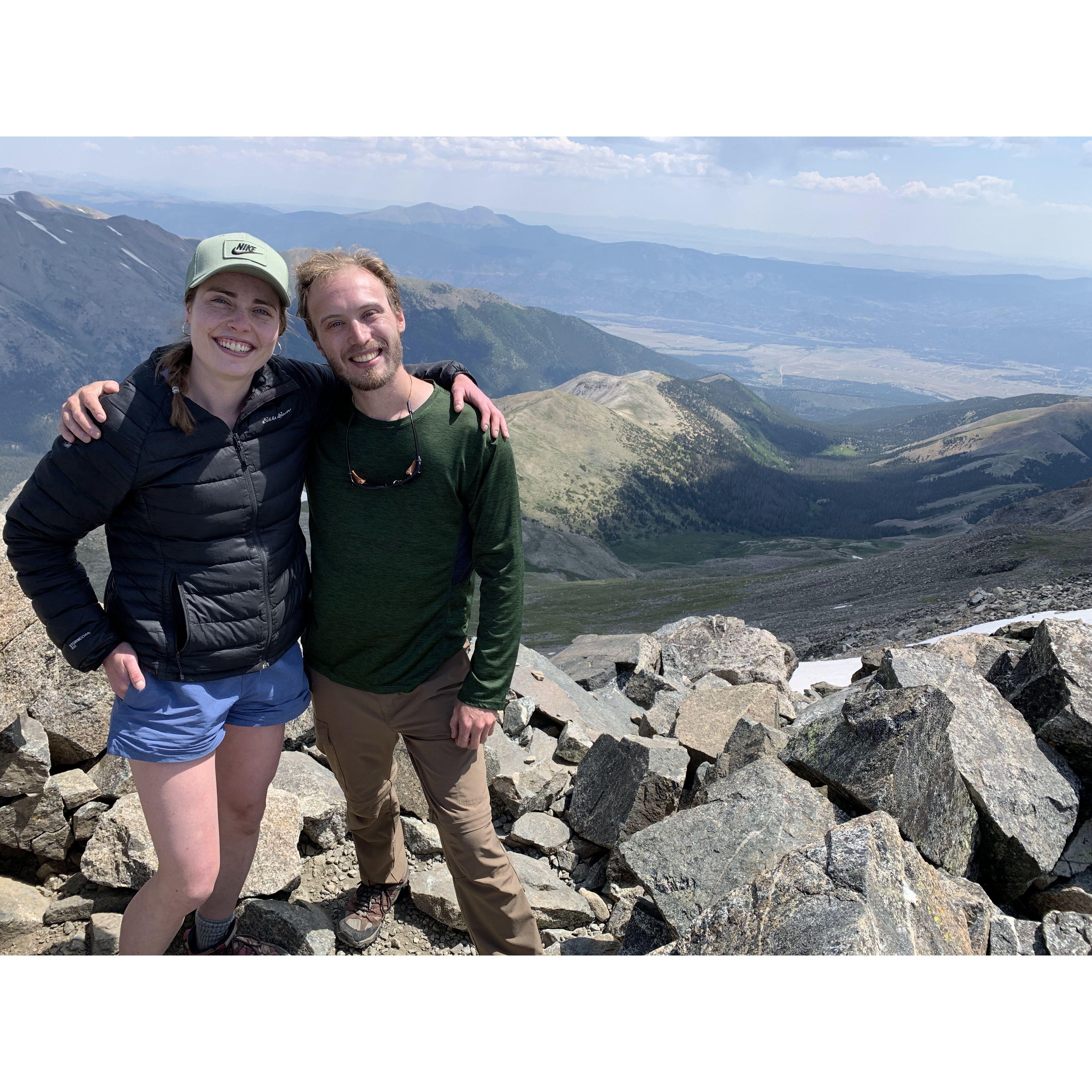 July 13: Mt. Yale, actually the first date where we took photos together. We wasted no time before climbing a 14er together! This was date #4