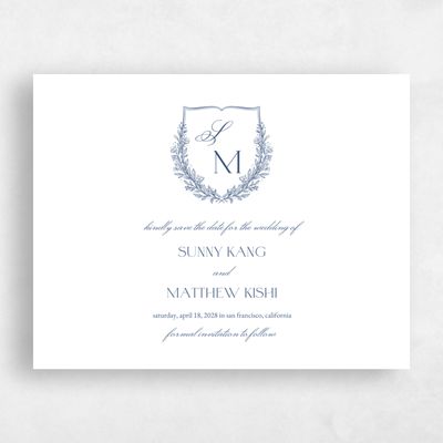 Dark Cobalt, Blue Wedding Save the Date - Oakdale Landscape