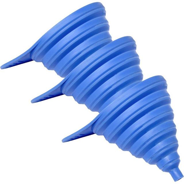 Chef Craft Select Plastic Collapsible Funnel, 5 inches in Diameter, Blue (Pack of 3)