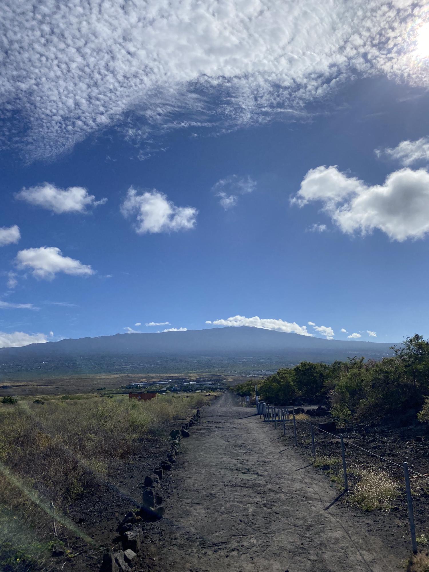 The view of Mt Hualalai as we walk into the beach park