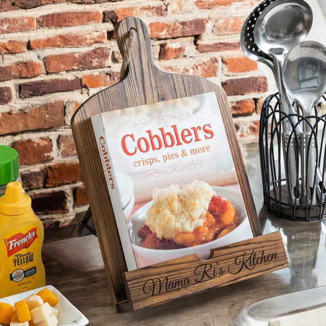 Personalized Cookbook Stand Recipe Book Holder Housewarming Home Cooking Kitchen Wedding Birthday Gift for Her Mom Women Custom Engraved