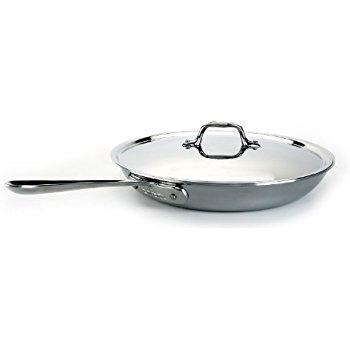 All-Clad 41126 Stainless Steel Tri-Ply Bonded Dishwasher Safe Fry Pan with Lid / Cookware, 12-Inch, Silver