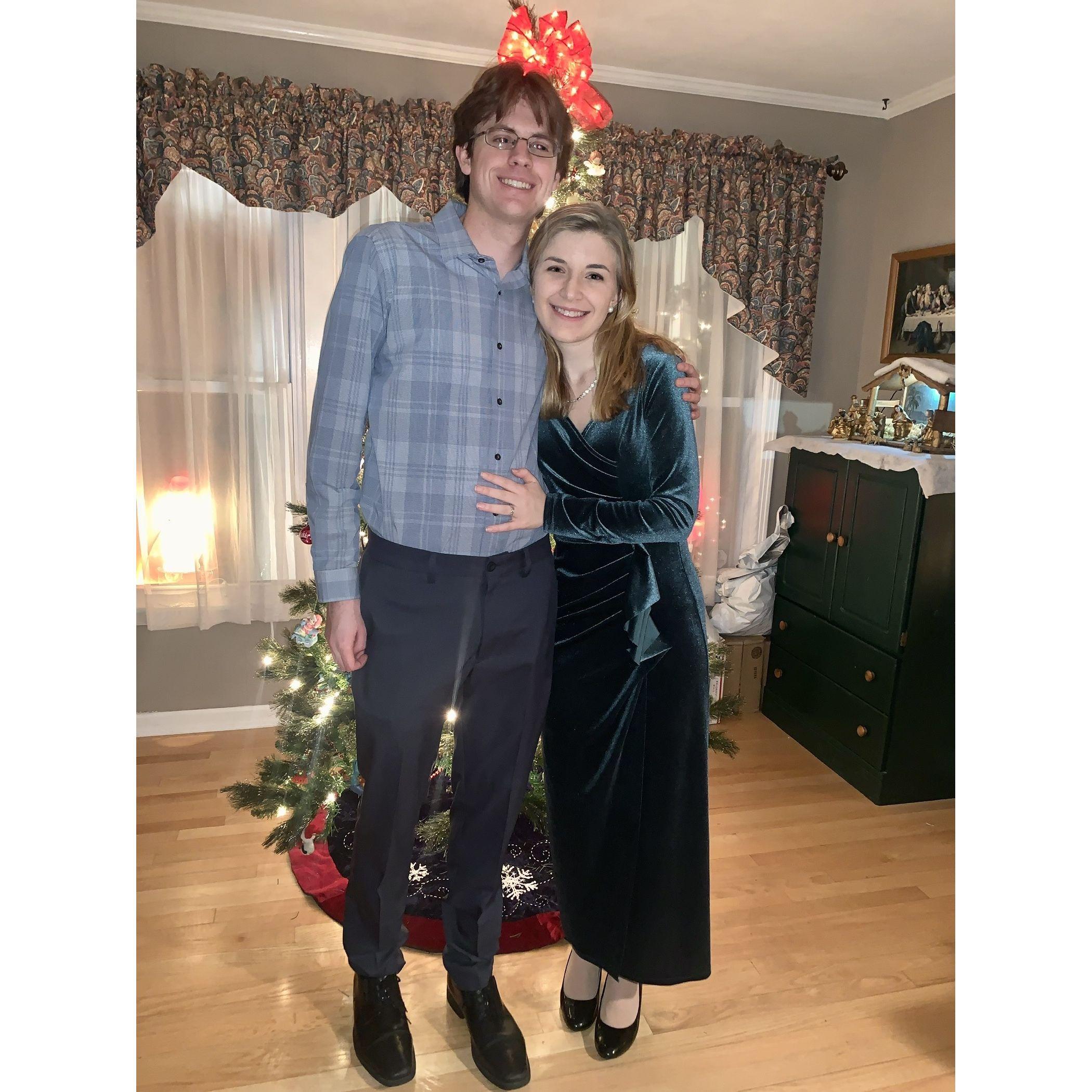 In December 2021, we attended a Christmas Party at Cate's former firm, and Cate's mother took this pic of us in front of the Christmas tree.
