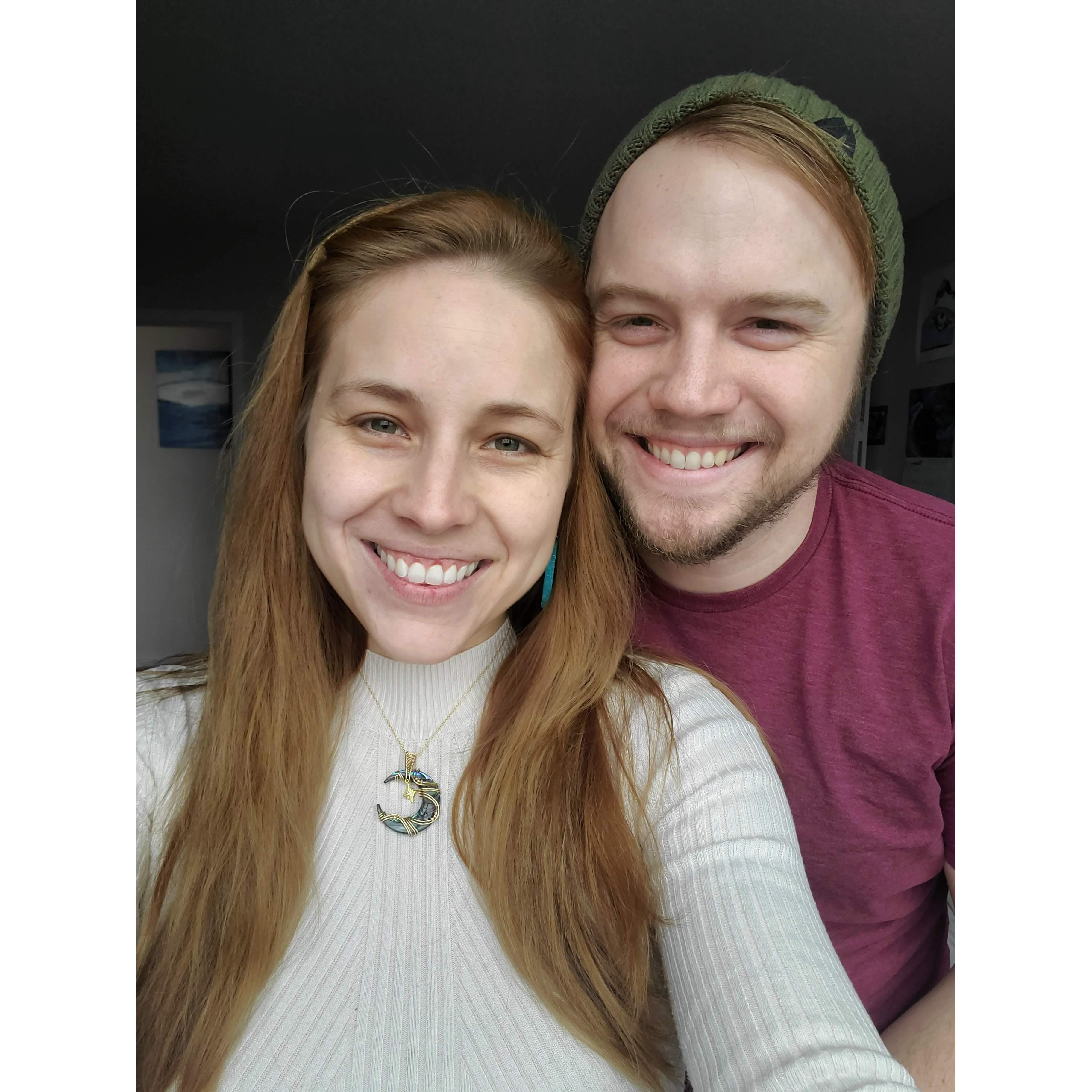 All smiles on our 2 yr anniversary.