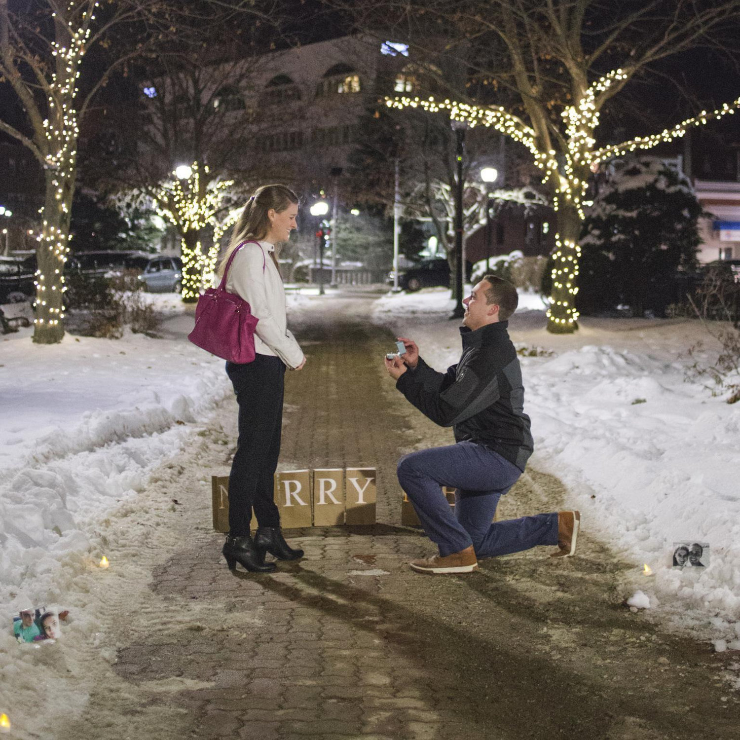 Garrett down on one knee