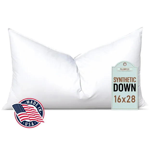 Pillowflex 16"x28" Synthetic Down Alternative Pillow Insert White Rectangle Lumbar Chop