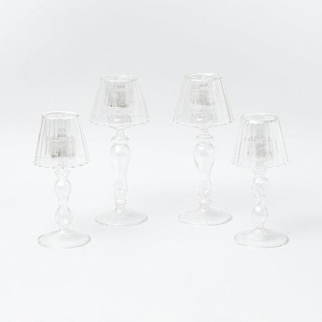 Glass Lantern Tea Light Holder Set