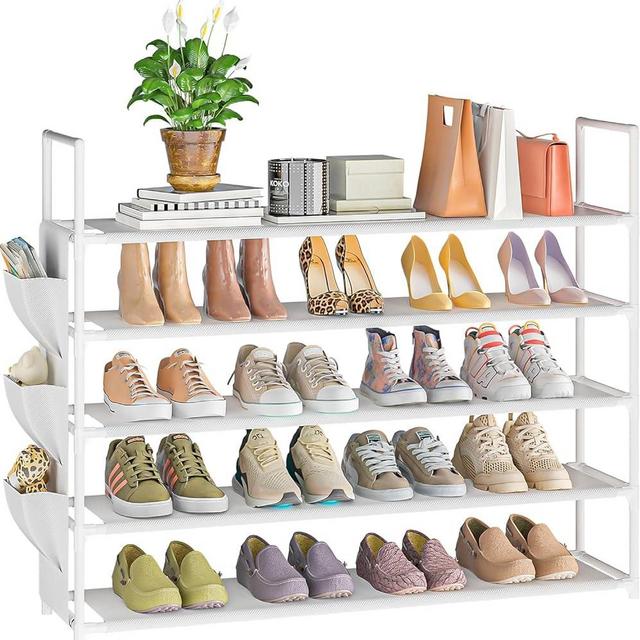 Shoe Rack 5 Tier Shoe Organizer Shoe Storage 20-25 Pairs Shoe Rack for Closet Shoe Rack Organizer Entryway Shoe Holder Space Saving Shoe Shelf Shoe Stand Large Tall Shoe Tower Bedroom Garage Door