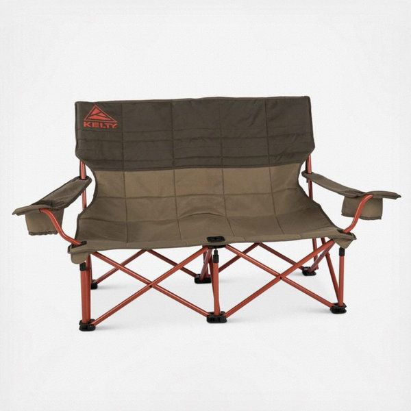 Kelty Low Loveseat Oversized 2-Person Heavy Duty Folding Camp Chair, Double Seat for Soccer Games, Tailgating, Beach Days (Low Height/Bungee)