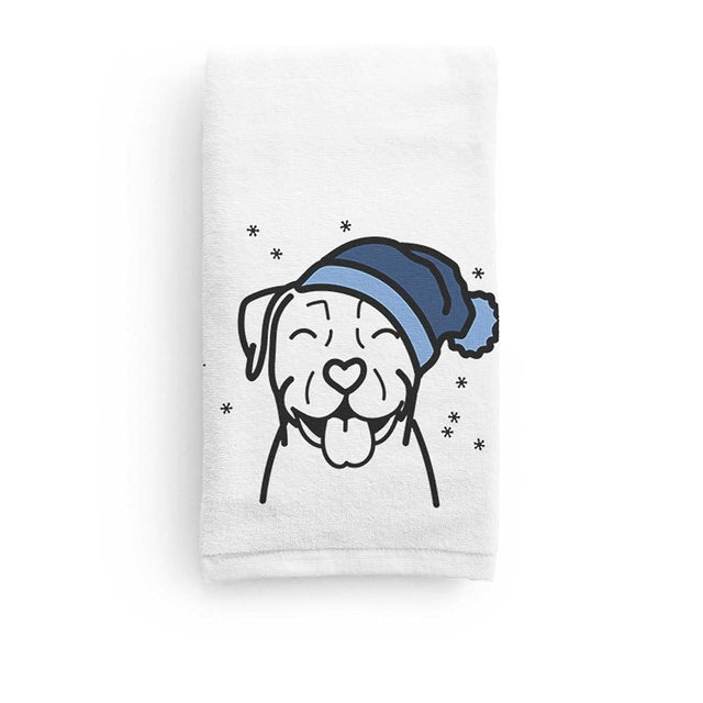 Inkopious Winter Hat Beanie Pitbull Terrier Decorative Hand Towel - Christmas Holiday Home Decoration