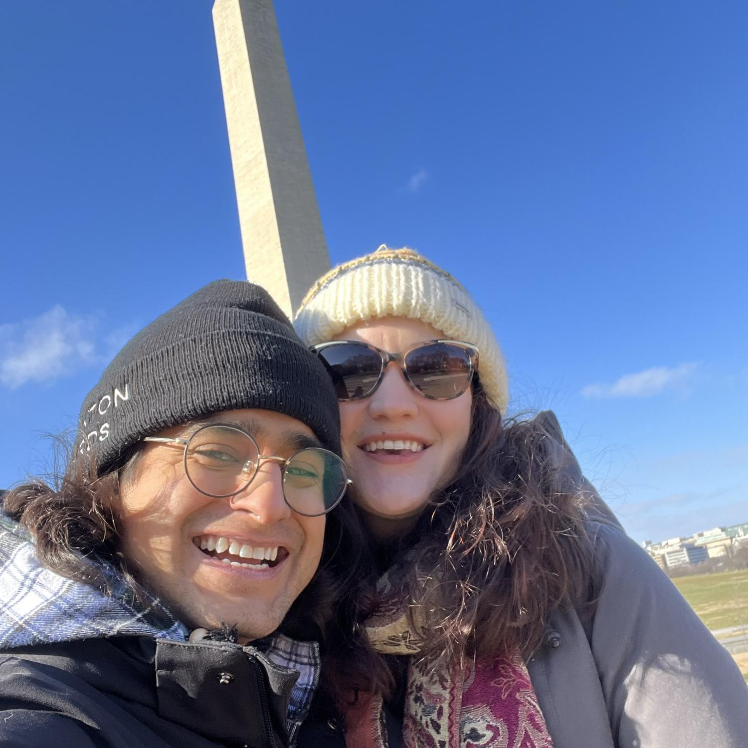 Freezing near the Washington monument