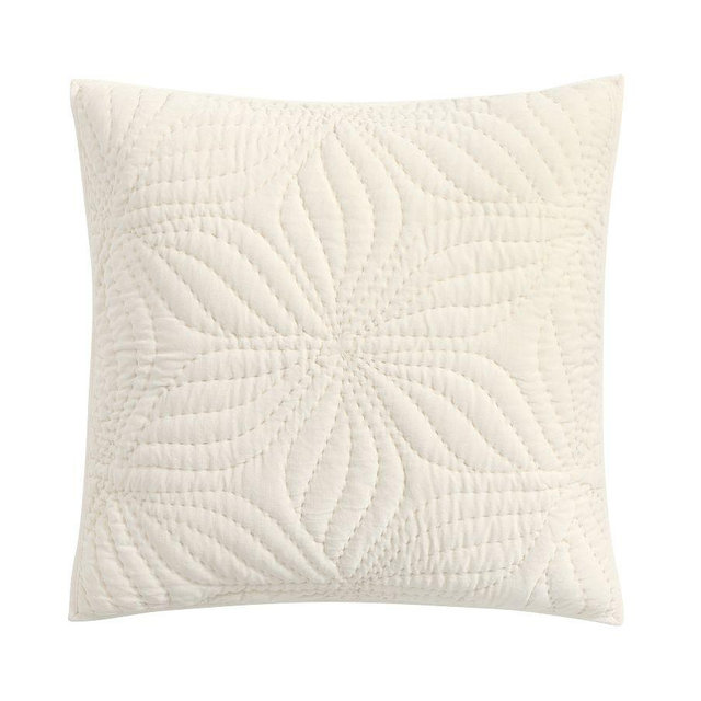 Follette Velvet Quilted Sham, Ivory, Euro