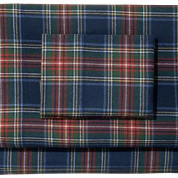 Heritage Chamois Flannel Sheet Collection, Plaid - Navy Stewart Queen