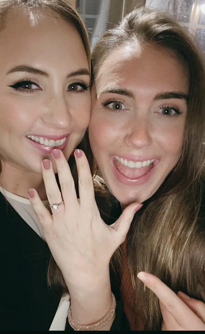 One hour after Trevor proposed to Alyssa they went to dinner with her best friend Julia and Julia’s husband Matt to celebrate!