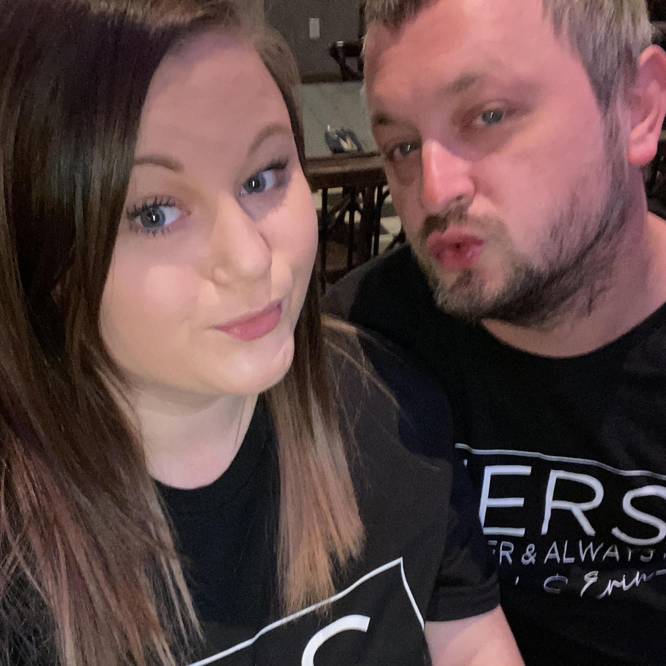 Doing the "Mandi Face" in our His and Hers shirts in Vegas!