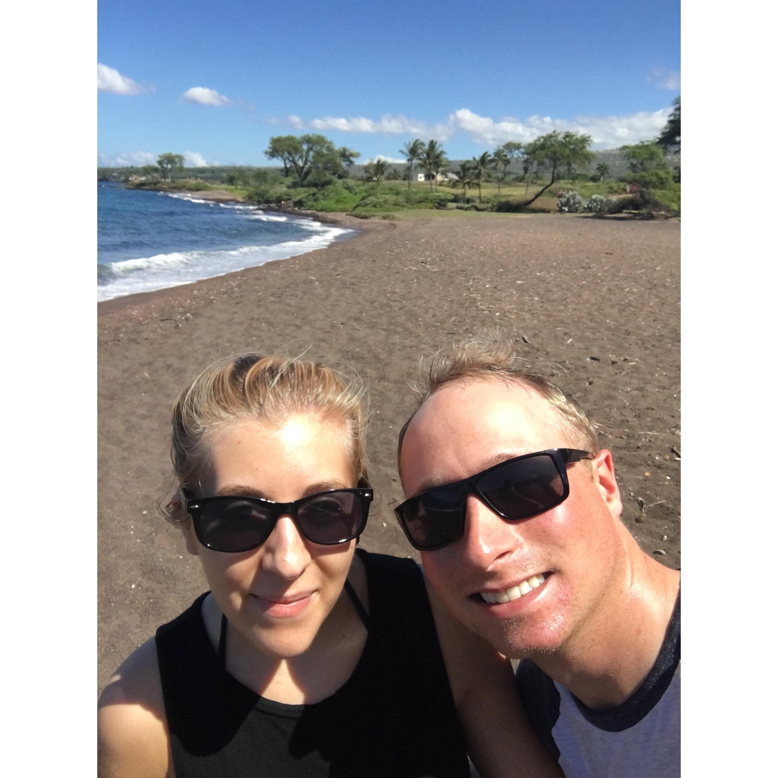 Black sand beach in Maui, HI