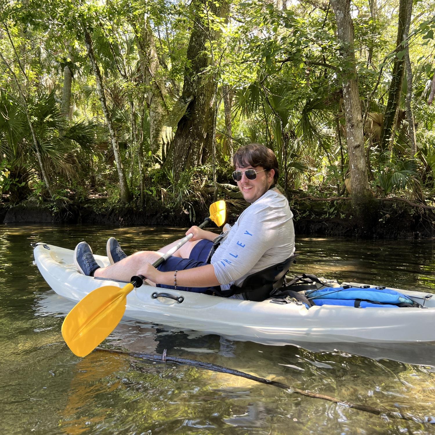 Jonah kayaking for the first time