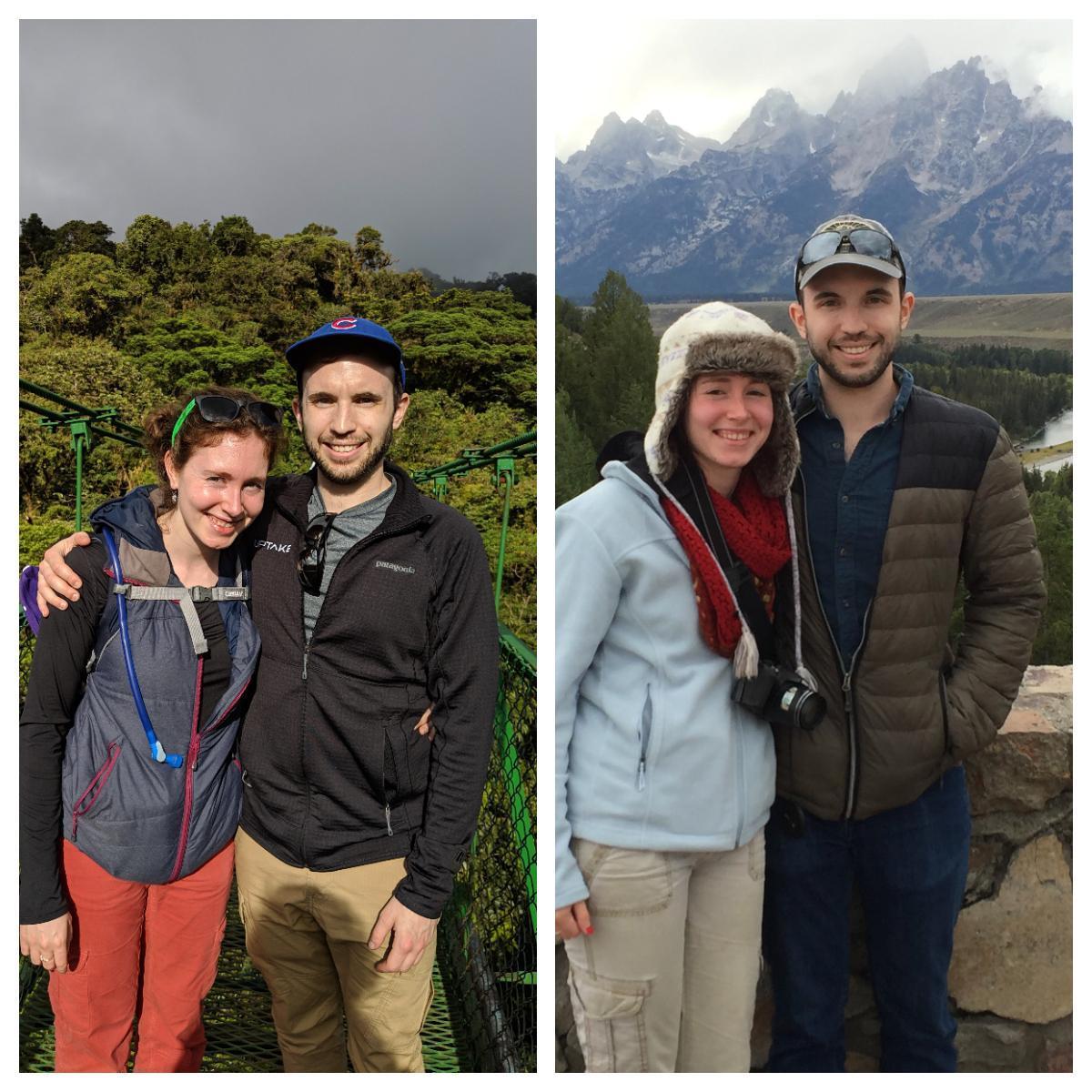 Left: Hiking in Costa Rica 2018
Right: Hiking in Grand Teton National Park 2017