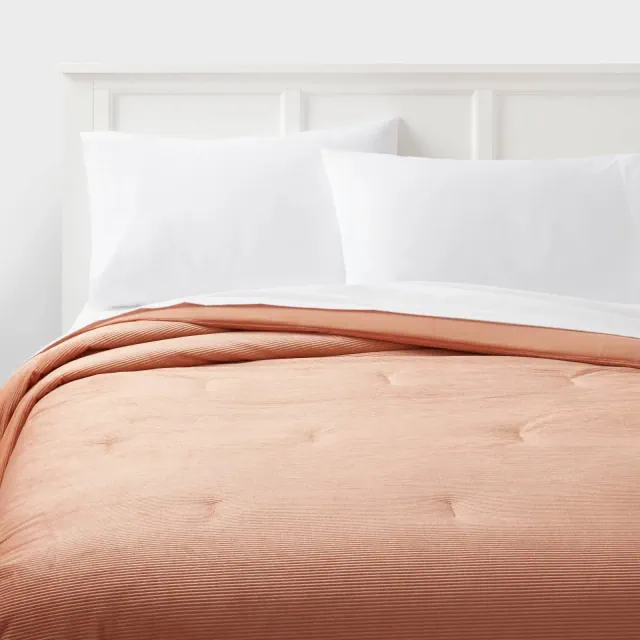Full/Queen Corduroy Plush Comforter Copper - Room Essentials™: Eco-Friendly, Teen-Friendly, Lightweight