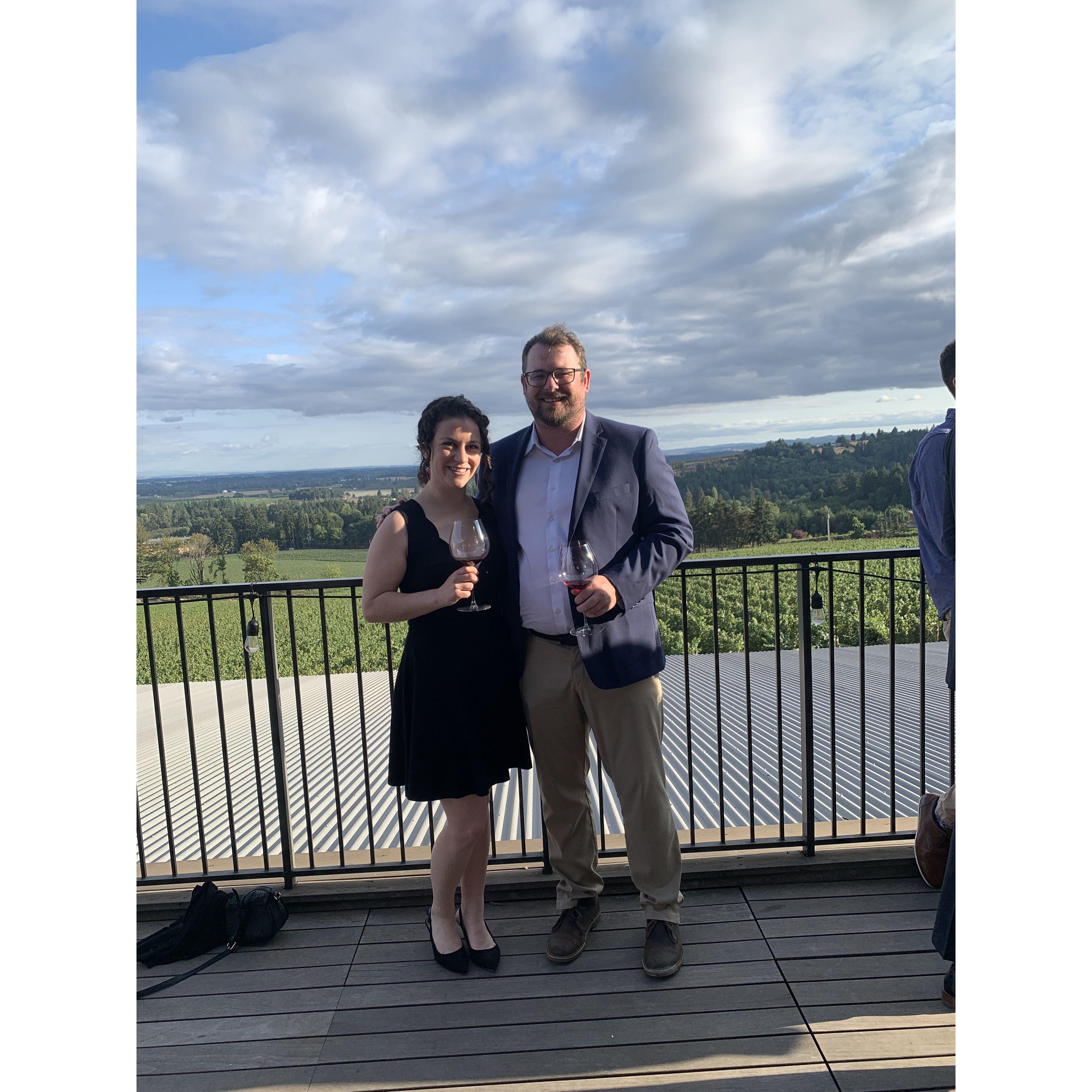 Sometimes we clean up and drink wine. At Drew and Katie's wedding!