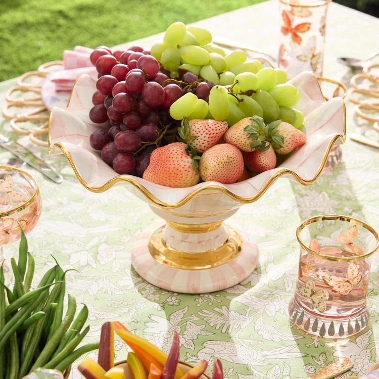 MacKenzie-Childs, Rosy Check Ceramic Compote | Zola