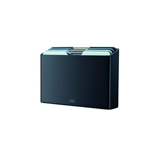 Joseph Joseph 60186 Folio Plastic Cutting Board Set with Storage Case Color-Coded Easy-Access Design Dishwasher Safer Non-Slip, Small, Graphite
