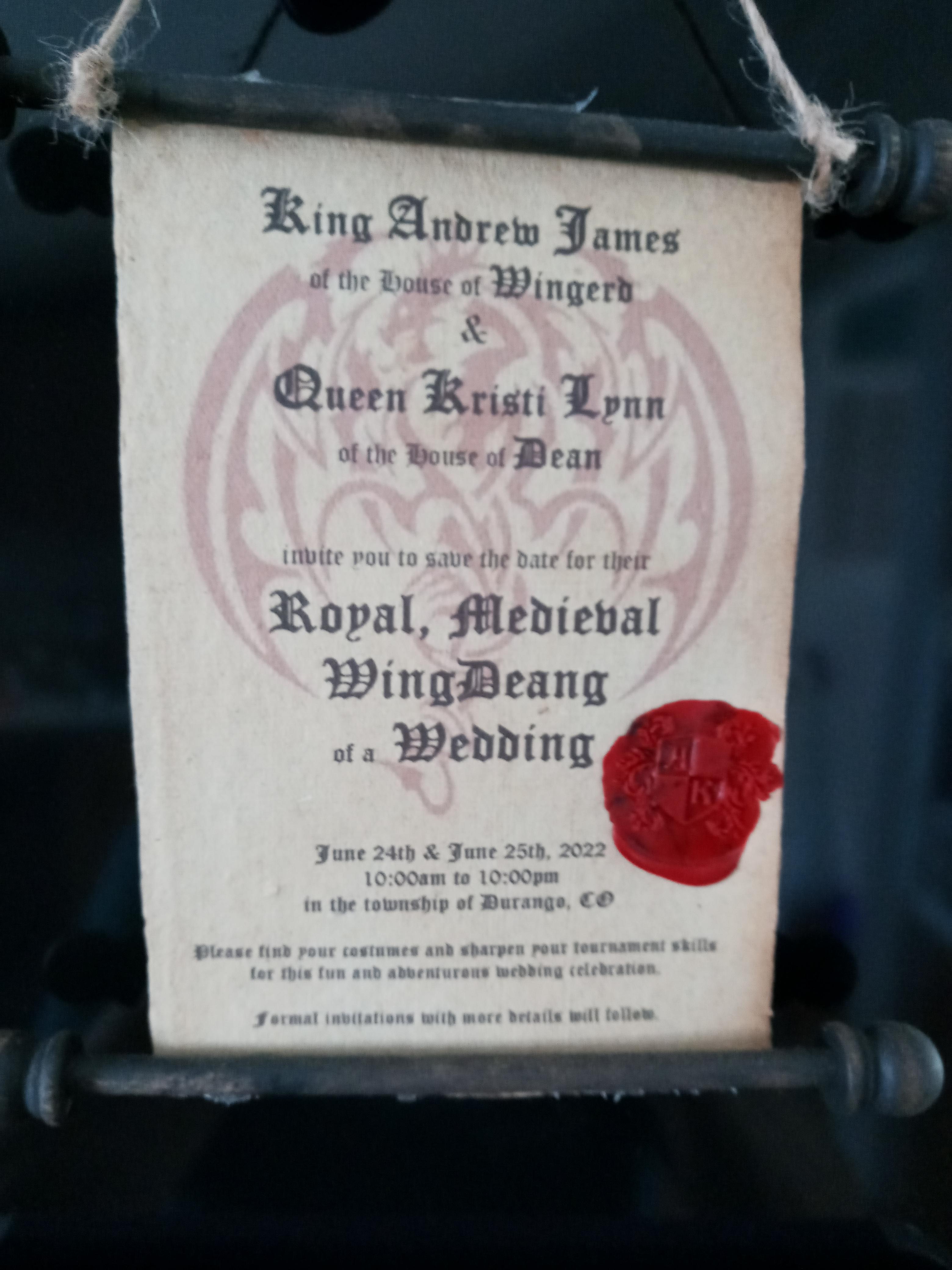 The Wedding Website of King Andrew James Wingerd and Queen Kristi Lynn Dean