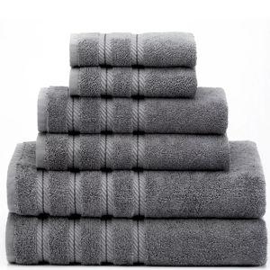 American Soft Linen Edison 100% Cotton Luxury 6-Piece Towel Set (Color: Gray) - Macy's