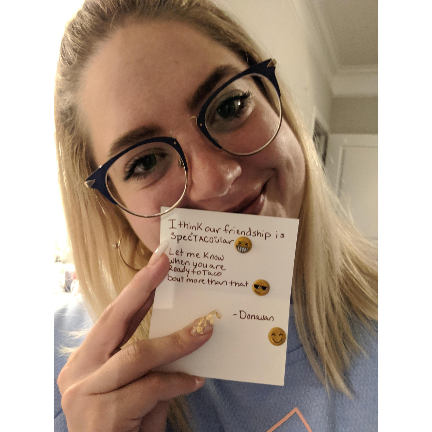He was *finally* ready to take our relationship to the next level!! Oh, and he got me that super cute sweatshirt :) :) :)
"I was so excited to give her that gift." - Donavan