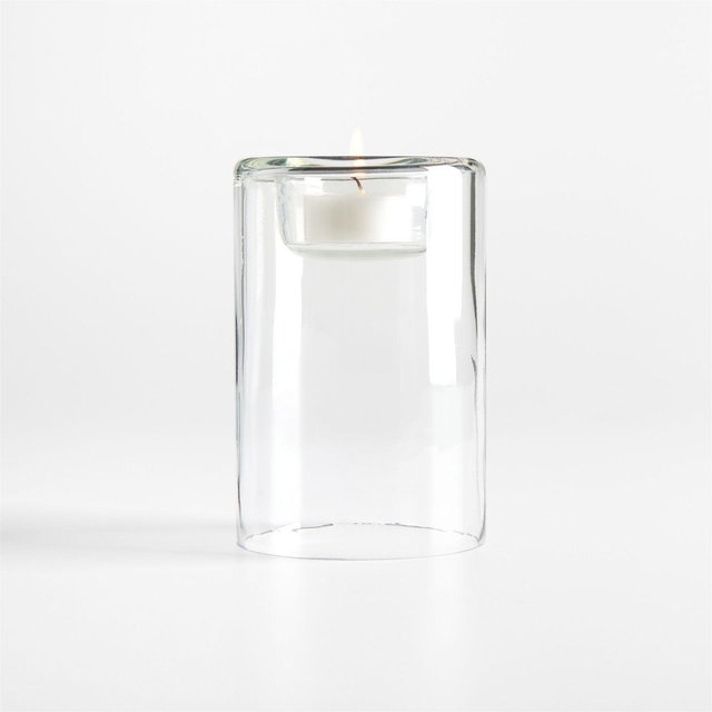 Roche Medium Clear Glass Tealight Candle Holder 5.5"