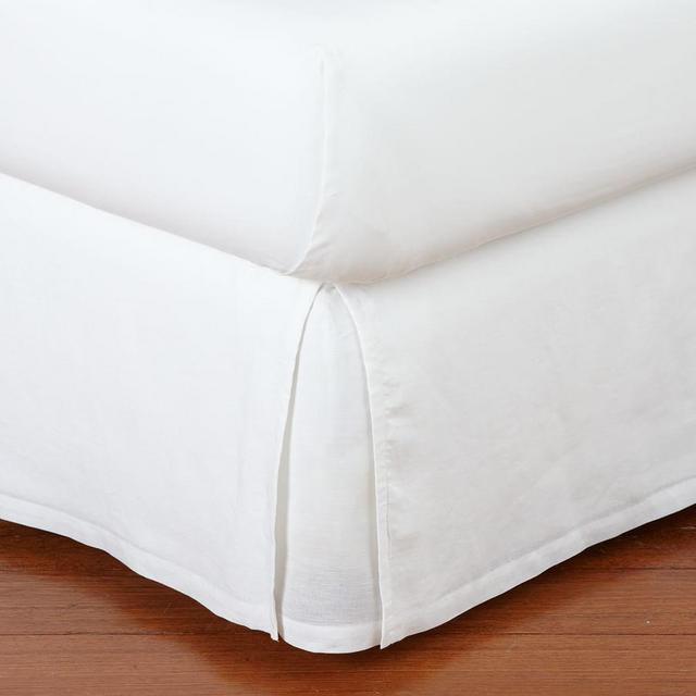 White Belgian Flax Linen Bedskirt, Cal. King