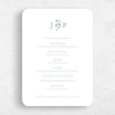 Blue Rounded Wedding Program - Regal Letterpress