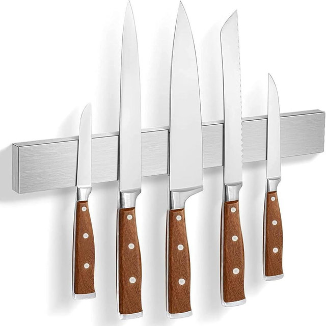 Knife Magnetic Strip, Magnetic Knife Holder for Wall Mount Fridge Refrigerator Knife Magnet Bar Knife Rack RV Kitchen Utensil Holder Metal Kitchen Tool Holder Knife Block RV Accessories 14 Inch