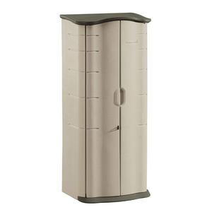 Rubbermaid Outdoor Vertical Storage Shed, Plastic, 17 cu. ft., 2 ft. x 2 ft., Olive/Sandstone (FG374901OLVSS)