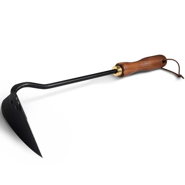 ROYTOA Gardening Tools Triangle Hoe Stainless Steel. Garden Hoes with Ergonomic Walnut Handle for Backyard Weeding, Loosening, Farm. Gardening Gifts for Women/Men