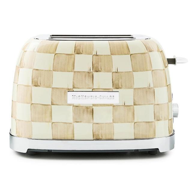 MACKENZIE-CHILDS 2-Slice Toaster, Decorative Toaster for Kitchen, Brown-and-White Mocha Check