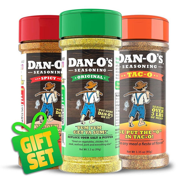 Dan-O's Seasoning - Seasoning for Cooking & Grilling Anything - meat, vegetables, snacks, popcorn seasoning - Small bottle 3 Pack | Original, Tac-O, & Spicy